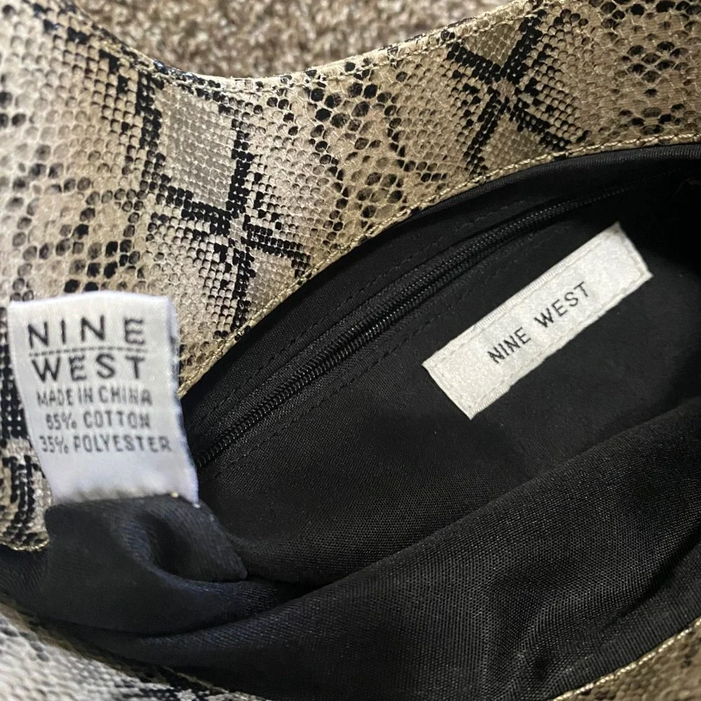 Nine‎ West Women's Snakeskin Print Satchel Handbag Faux Leather folded Purse